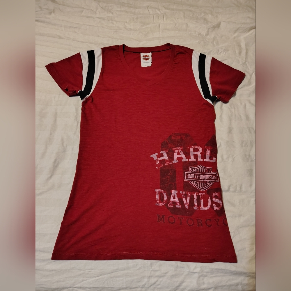 Harley-Davidson brand, Womans,Red GraficTee Shirt, Size XL
